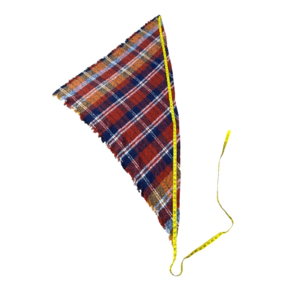 Plaid Fringe Shawl/Blanket scarf in earth tone rust, navy and gold